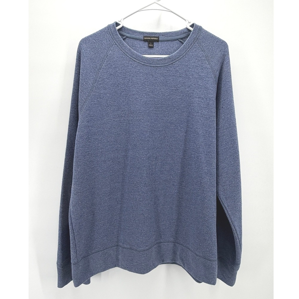 Banana Republic Sweatshirt Blue Crewneck Logo Pullover Outdoor Casual Men L EUC